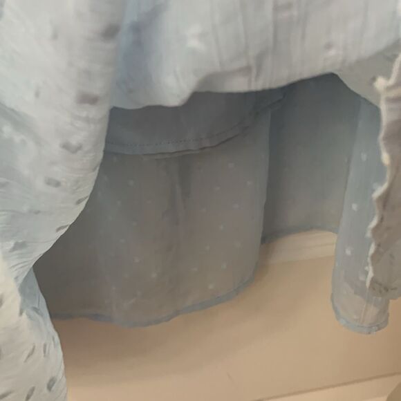 Size XL Swiss Dot Pattern Peasant skirt with four tiers.  NWOT pastel blue - Picture 8 of 11